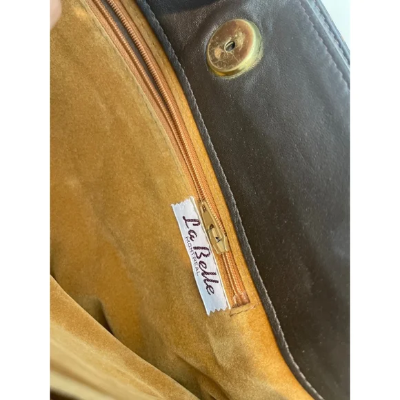 Women's Vintage La Belle Brown Snakeskin Clutch Small - Picture 3 of 15